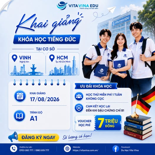 Khai giảng khóa học tiếng Đức 17/08 tại Vinh và TP. Hồ Chí Minh VITA VINA EDU