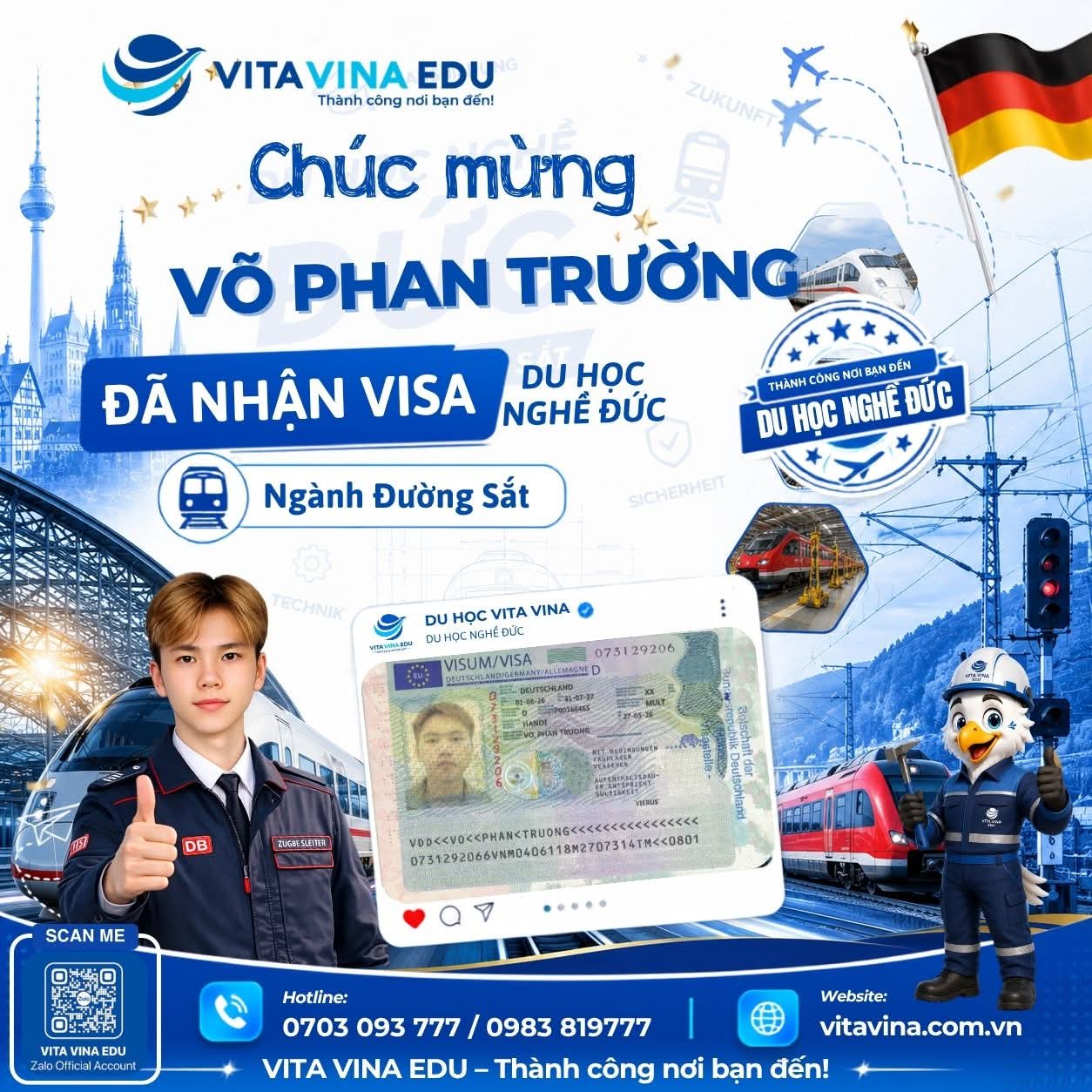 Võ Phan Trường nhận Visa và Hợp đồng ngành Đường sắt Đức