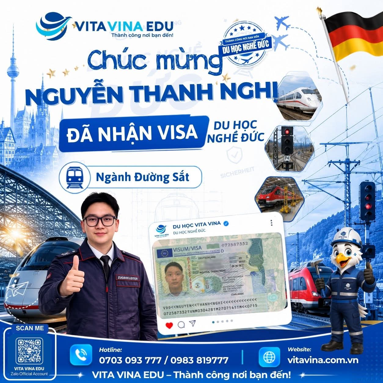 Nguyễn Thành Nghị nhận Visa và Hợp đồng ngành Đường sắt Đức