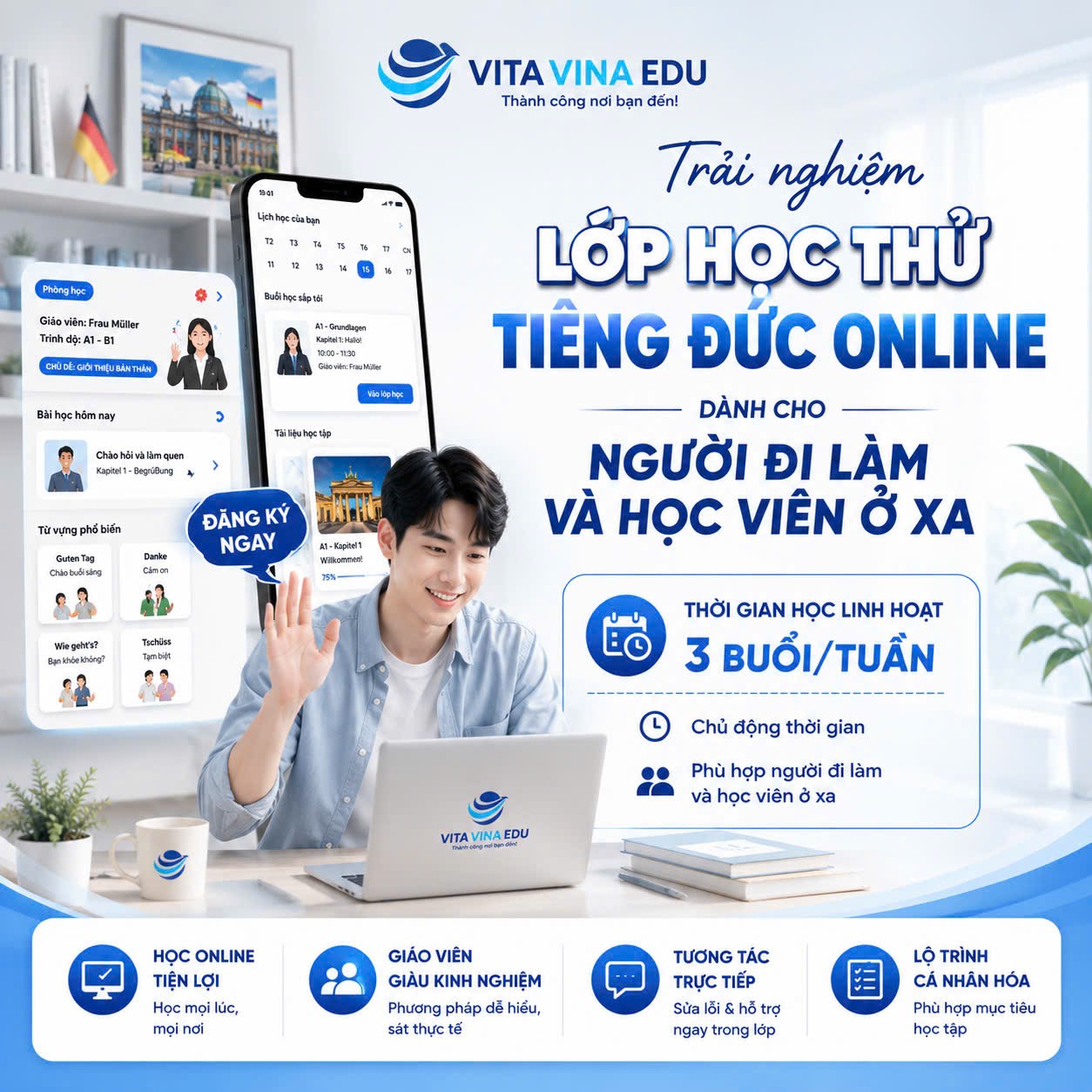 Trải nghiệm lớp học thử tiếng Đức Online tại VITA VINA EDU